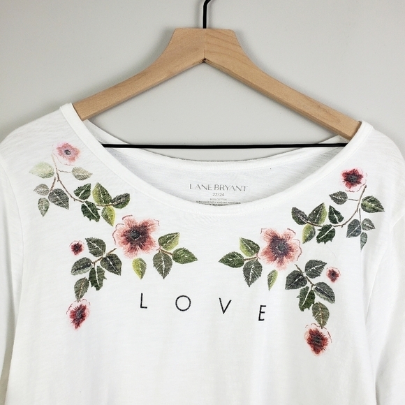 Lane Bryant White Floral Tee 22/24 - Picture 5 of 6